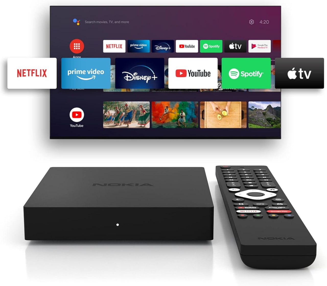 Vista trasera de los puertos del Nokia Streaming Box 8010